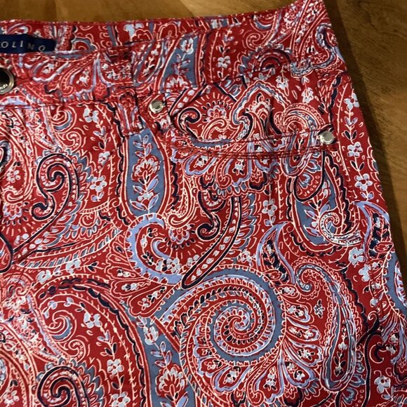 Bandolino Womens Red & Blue Paisley Print Shorts Size 12 Cotton Blend Mid-Rise - Picture 6 of 14